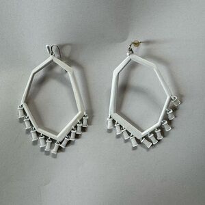 Kendra Scott White Geometric Fringe Earrings